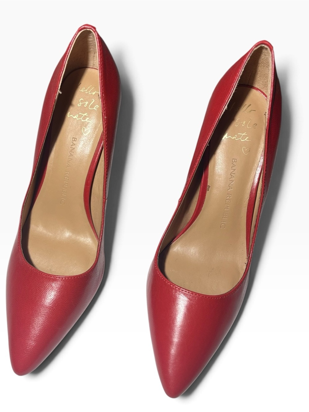 Banana Republic Red Leather Pointed-Toe Stiletto Pumps